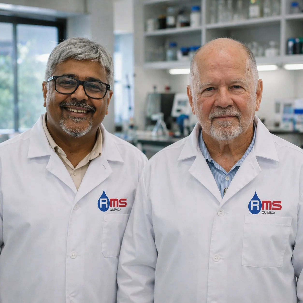 Equipe técnica da RMS Química no laboratório de formulação em Macaé